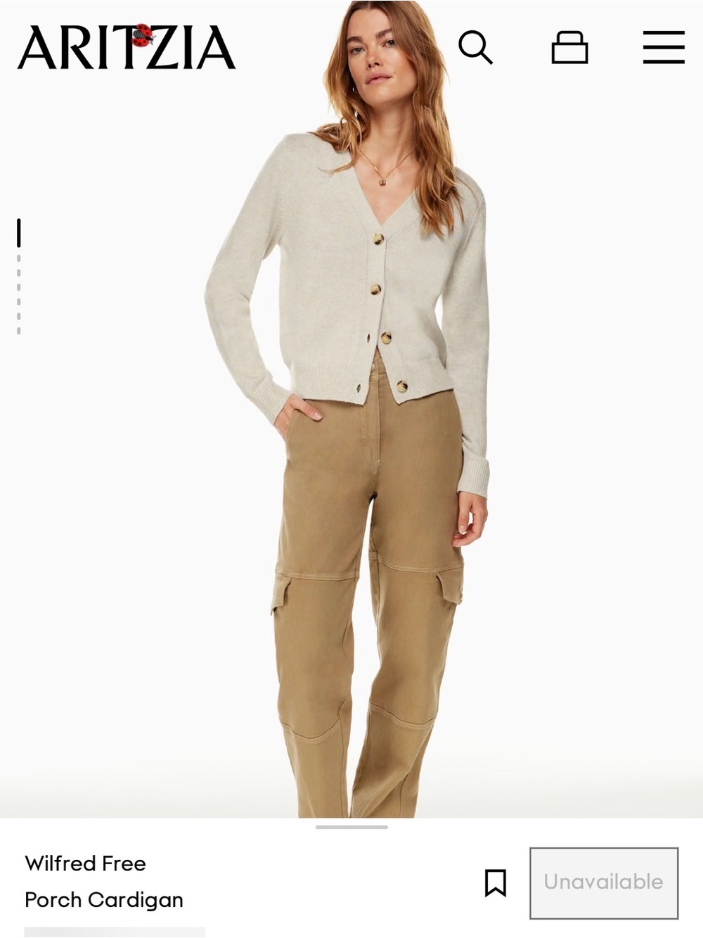 Wilfred Light Beige Button-Front Cardigan